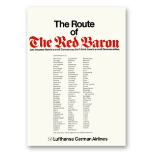 1972 Lufthansa German Airlines Print Ad | Red Baron