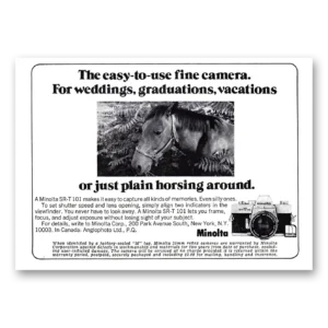 1972 Minolta Camera Print Ad | Horsing Around