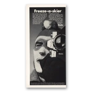 1972 Minolta Camera Print Ad | Freeze Skier