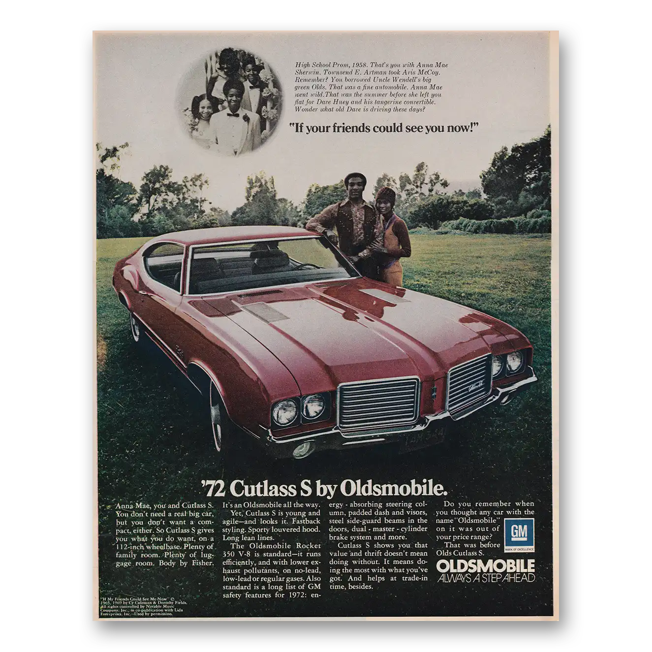 1971 Oldsmobile Cutlass Print Ad | Cutlass S If Your Friends Could See You Now