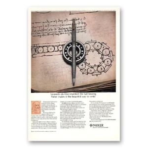 1972 Parker 75 Pen Print Ad | Leonardo Da Vinci