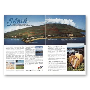1972 United Airlines Print Ad | Maui Kaanapali Beach Resort
