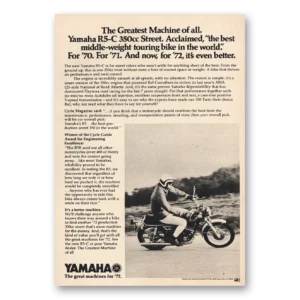 1972 Yamaha Motorcycles Print Ad | Greatest Machine Of All