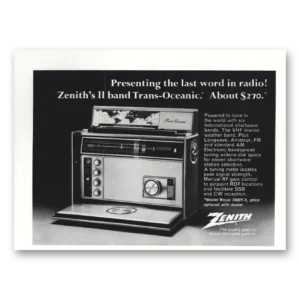 1972 Zenith Radio Print Ad | Trans Oceanic