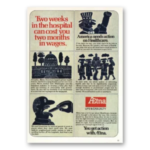 1973 Aetna Insurance Print Ad | Two Weeks Hospital
