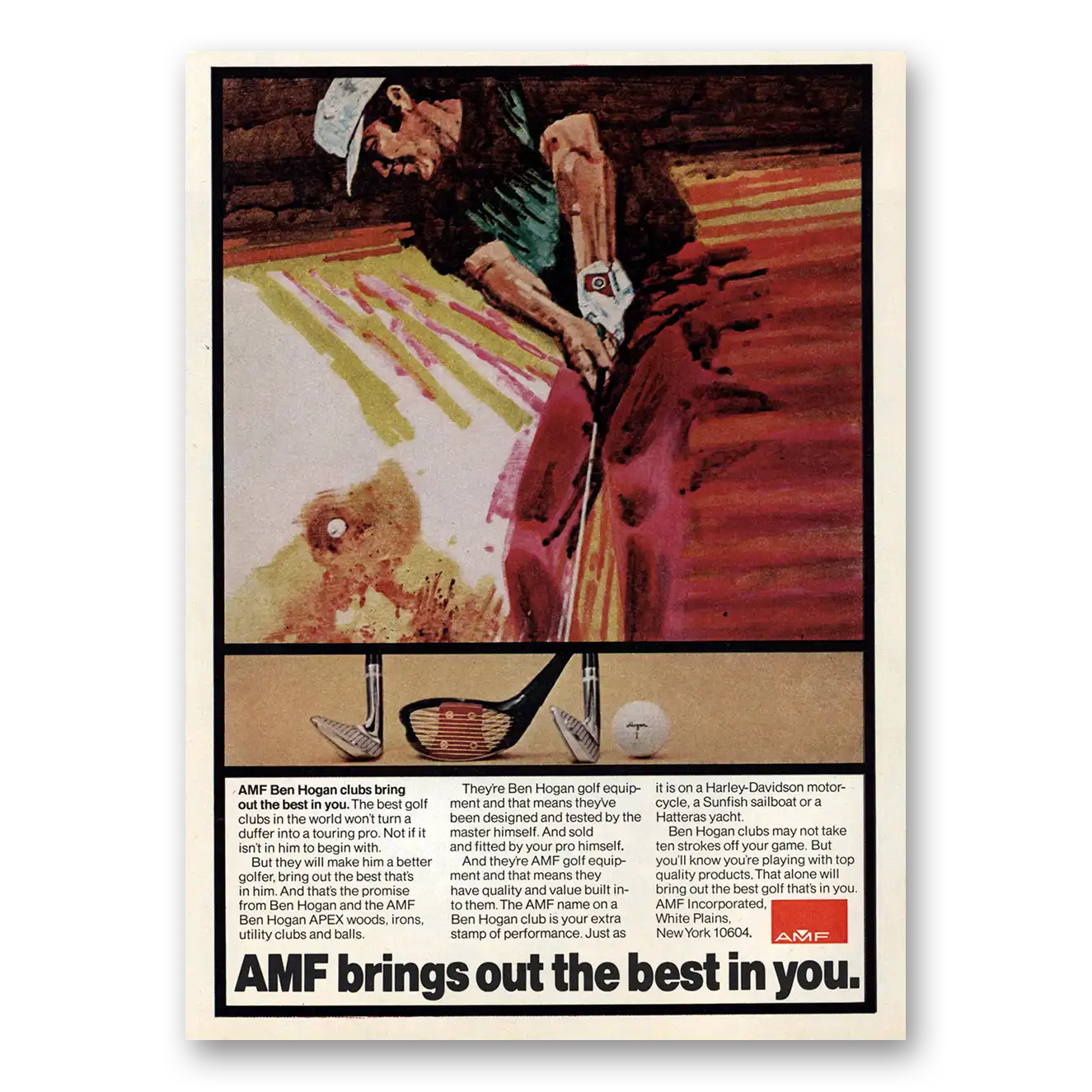 1973 AMF Ben Hogan Clubs Print Ad | Bring Out Best