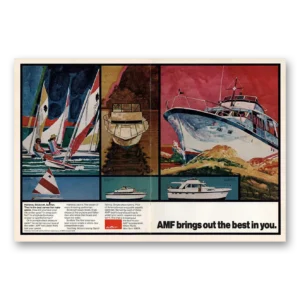 1973 AMF Hatteras Slickcraft Sunfish Boats Print Ad | Brings Out Best