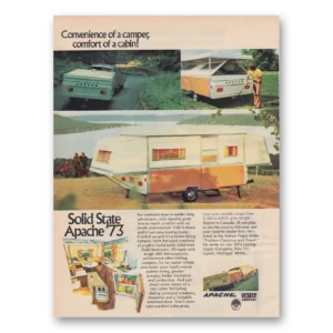 1973 Apache Ramada Camping Trailer Print Ad | Convenience Camper Comfort Ofcabin