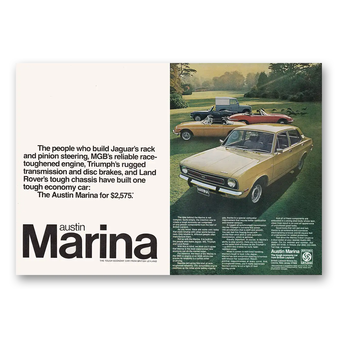1973 Austin Marina Print Ad | Rack Pinion