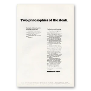 1973 Benihana of Tokyo Print Ad | Two Philosophies Of Steak