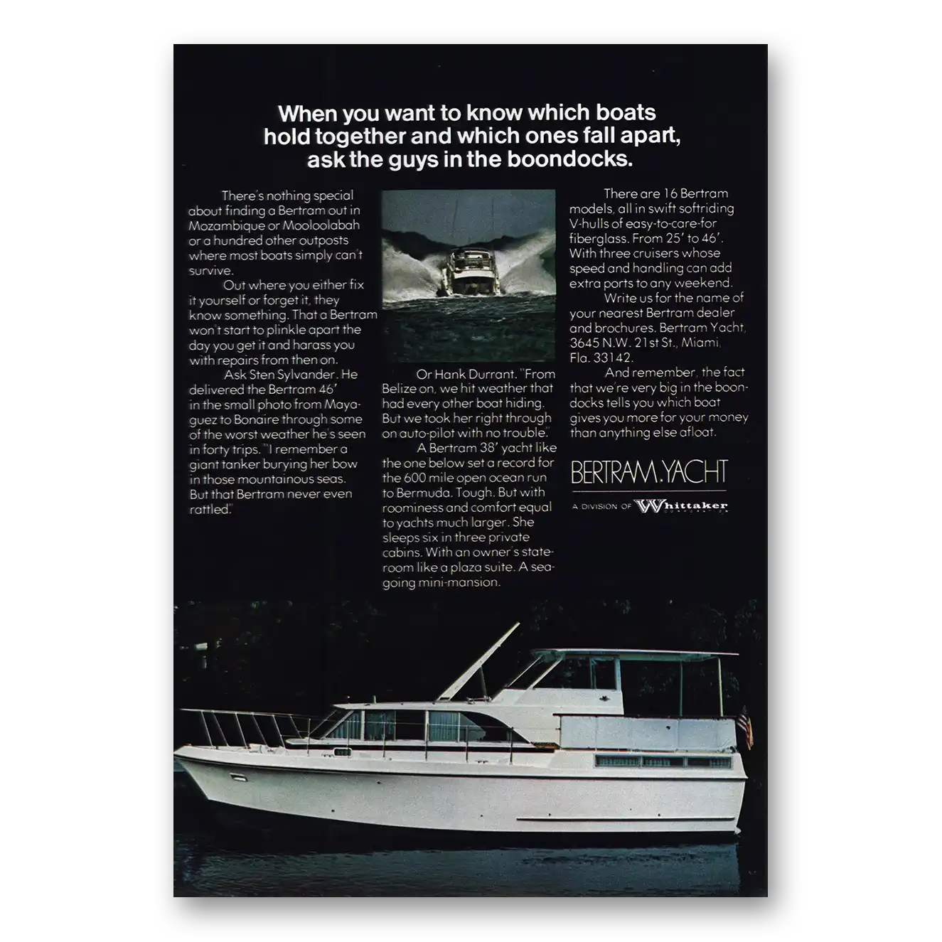 1973 Bertram Yacht Print Ad | Ask Guys Boondocks