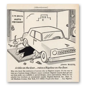1973 Bigelow Carpet Print Ad | Title On Door