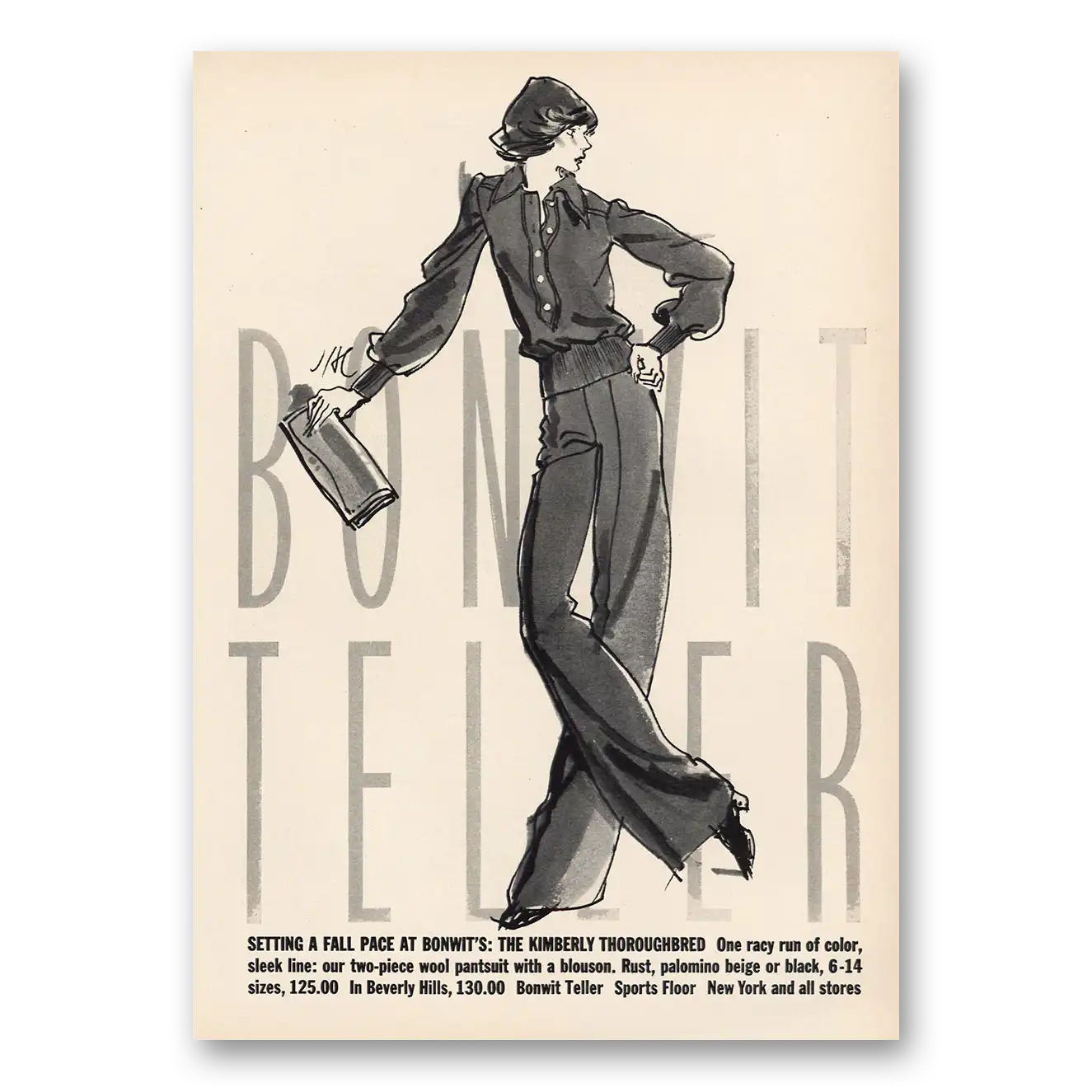 1973 Bonwit Teller Print Ad | Kimberly Thoroughbred