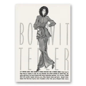 1973 Bonwit Teller Print Ad | Let Winter Come Parka Pantsuit