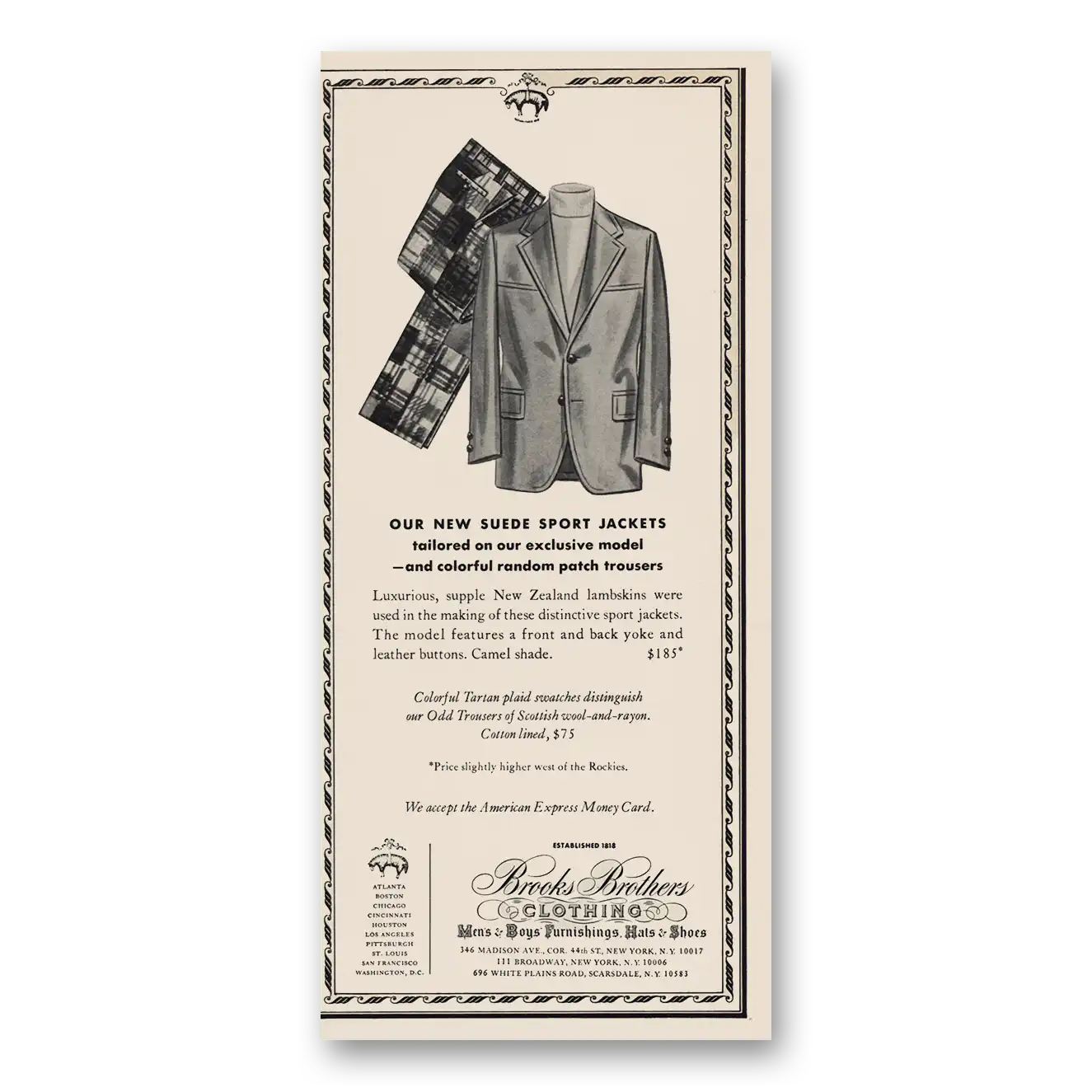 1973 Brooks Brothers Print Ad | Sports Jackets