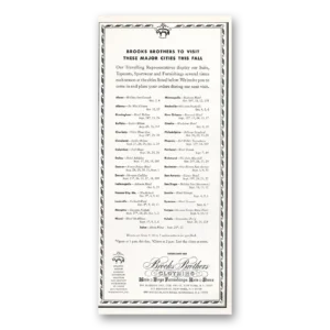 1973 Brooks Brothers Print Ad | Visit These Major Cities