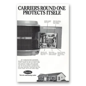 1973 Carrier Air Conditioning Print Ad | Round One Protects Itself