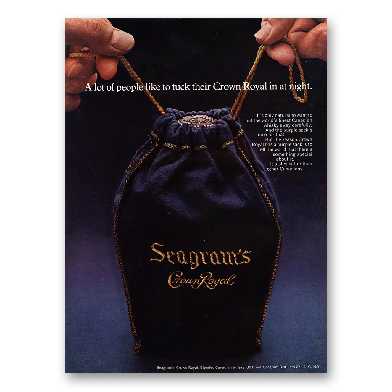 1973 Crown Royal Print Ad | Tuck Their Crown