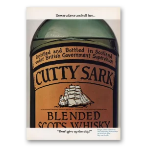 1973 Cutty Sark Print Ad | Dewar Her Favor