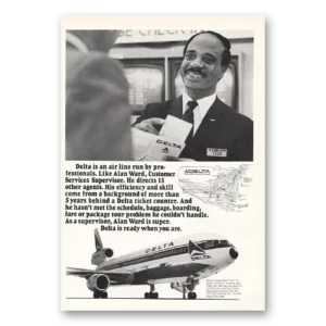 1973 Delta Air Lines Print Ad | Alan Ward Customer Services Supervisor