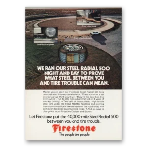 1973 Firestone Tires Print Ad | Steel Radial 500