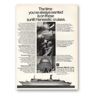 1973 German Atlantic Line Print Ad | Hanseatic Cruises