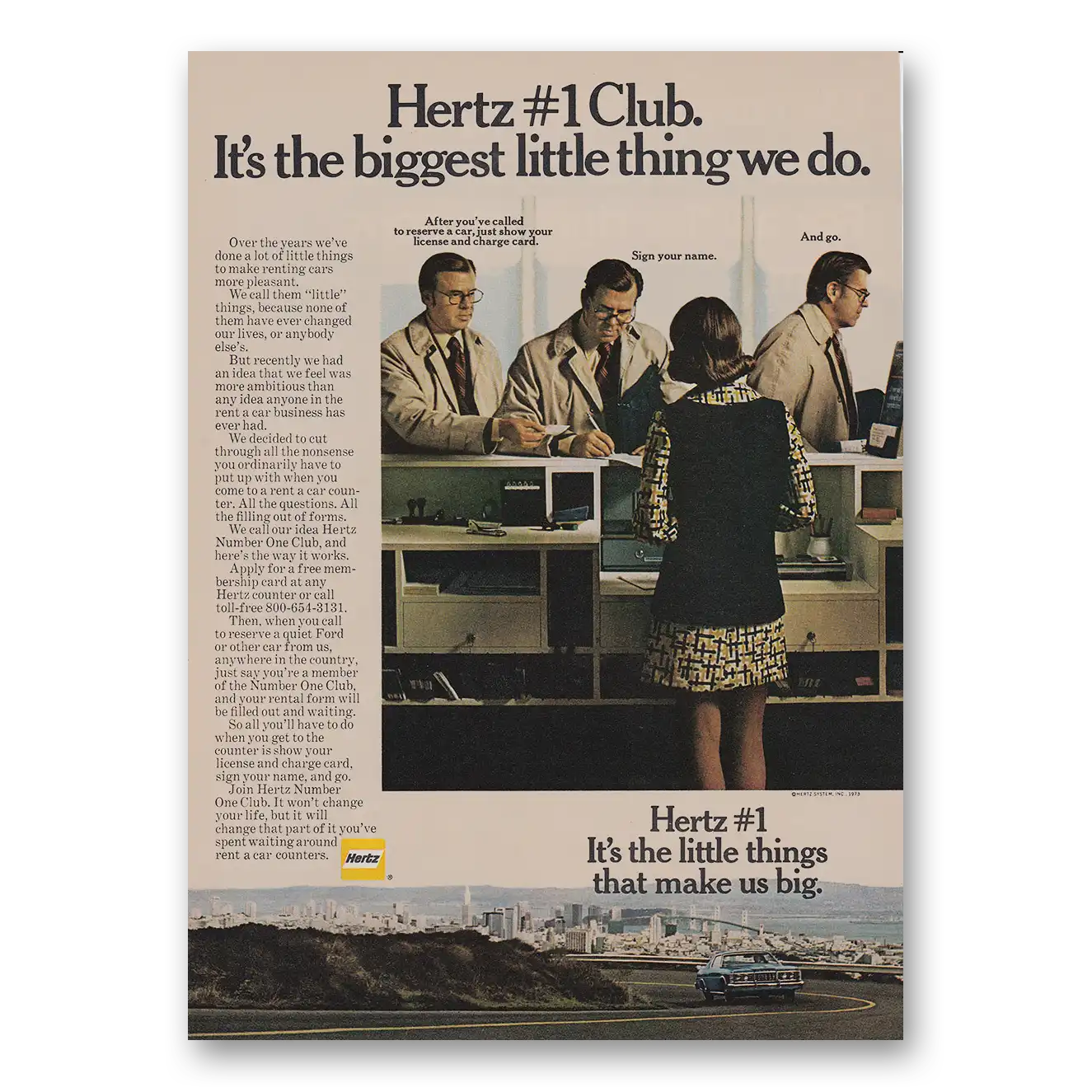 1973 Hertz Rent a Car Print Ad | Number One