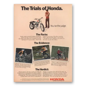 1973 Honda Motorcycle Print Ad | Trials Facts Evidence