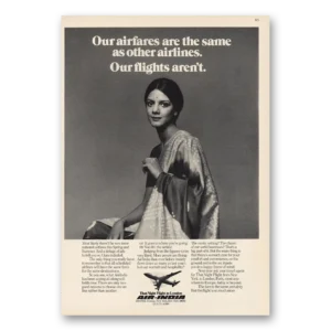 1973 Air India Print Ad | Airfares Same