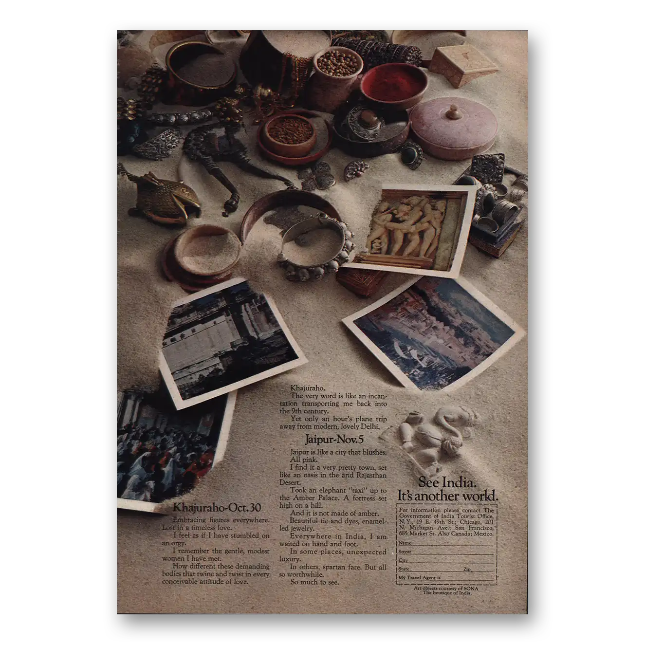 1973 India Print Ad | Khajuraho Jaipur