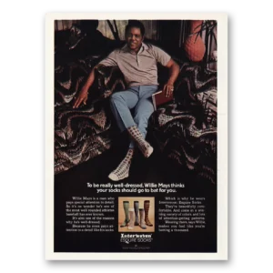 1973 Interwoven Socks Print Ad | Willie Mays