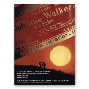1973 Johnnie Walker Red Label Print Ad | Beautiful Sunset