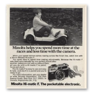 1973 Minolta Print Ad | Spend More Time At The Races