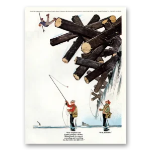 1973 New England Mutual Life Insurance Print Ad | Falling Logs