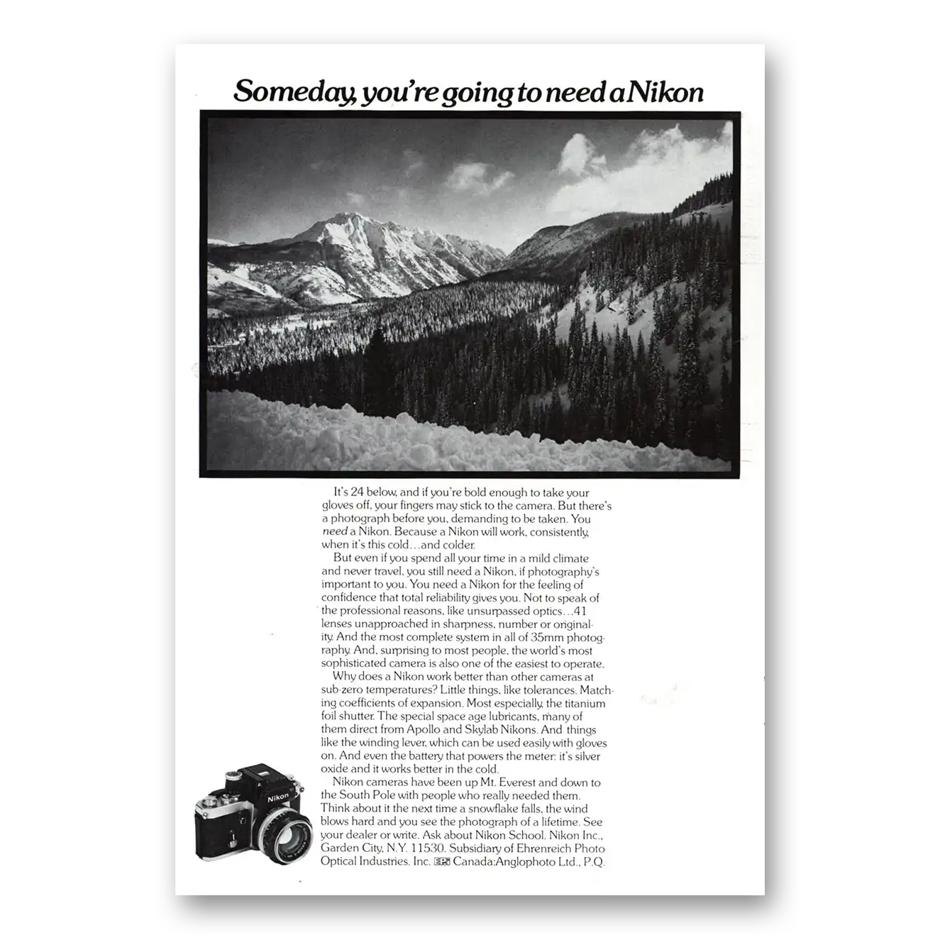 1973 Nikon Camera Print Ad | 24 Below