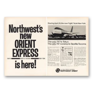 1973 Northwest Orient Print Ad | New Flight 7 From New York