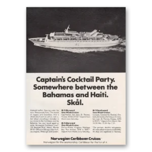 1973 Norwegian Caribbean Lines Print Ad | Cocktail Party