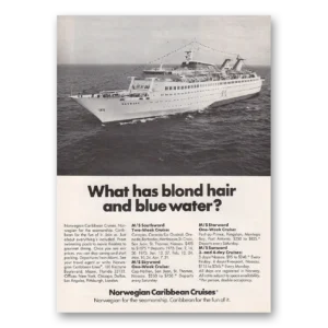 1973 Norwegian Caribbean Lines Print Ad | Blond Hair
