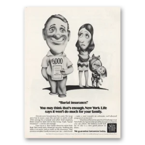 1973 New York Life Insurance Print Ad | Burial Insurance
