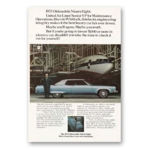 1973 Oldsmobile Ninety Eight Print Ad | United Air Lines