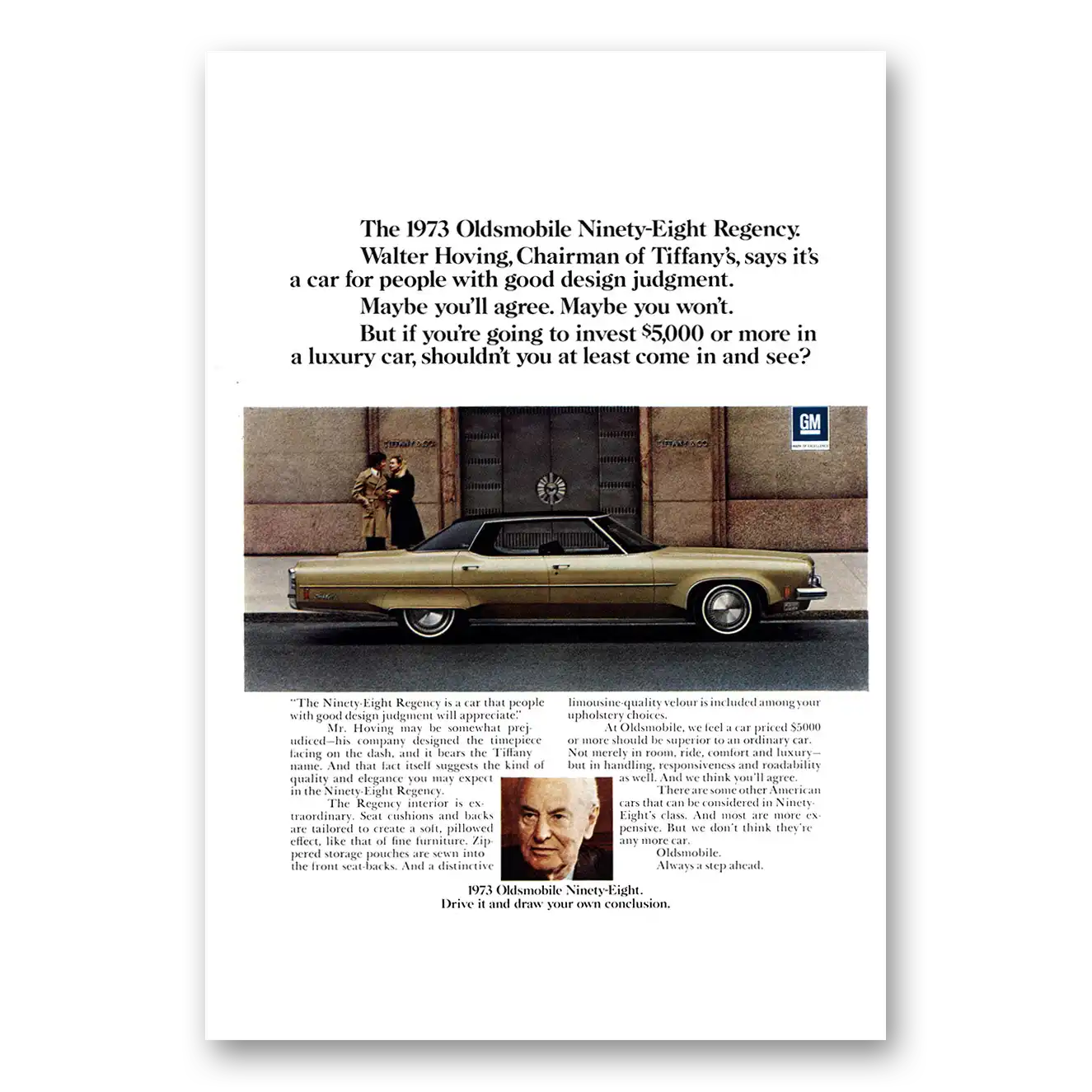 1972 Oldsmobile Ninety Eight Print Ad | Walter Hoving