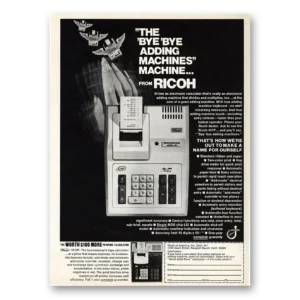 1973 Ricoh Adding Machine Print Ad | Bye Bye Adding