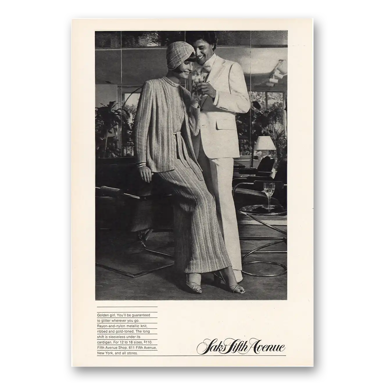 1973 Saks Fifth Avenue Print Ad | Golden Girl