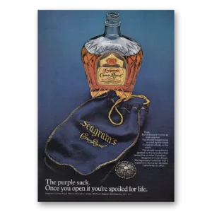1973 Crown Royal Print Ad | Purple Sack
