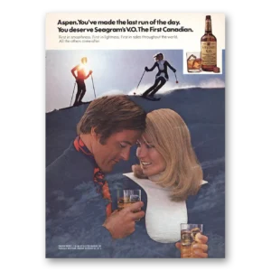 1973 Seagrams Print Ad | Aspen Last Run Of The Day