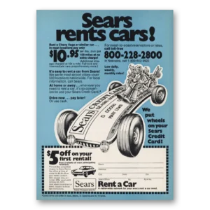 1973 Sears Rent a Car Print Ad | Rents Cars