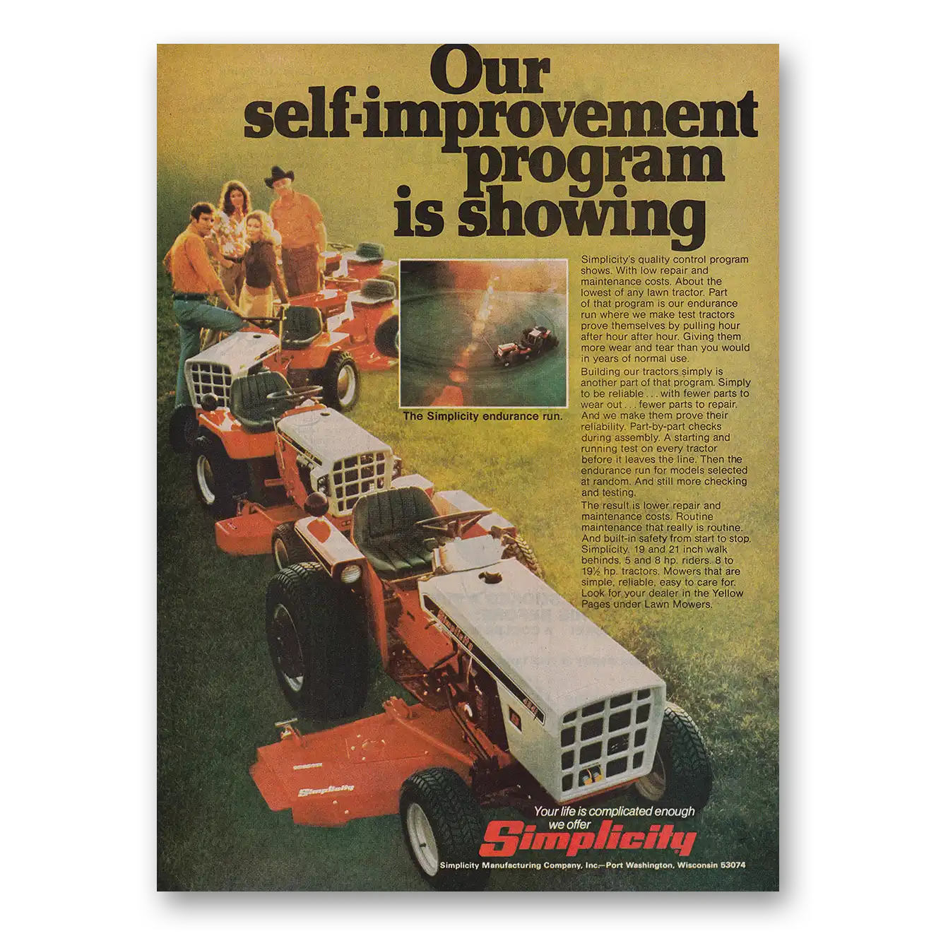 1973 Simplicity Mowers Tractors Print Ad | Self Improvement