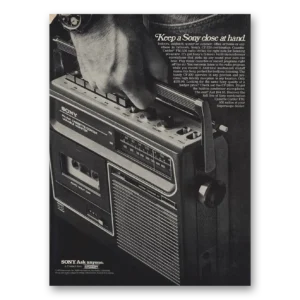 1973 Sony Cassette Corder Print Ad | Close Hand