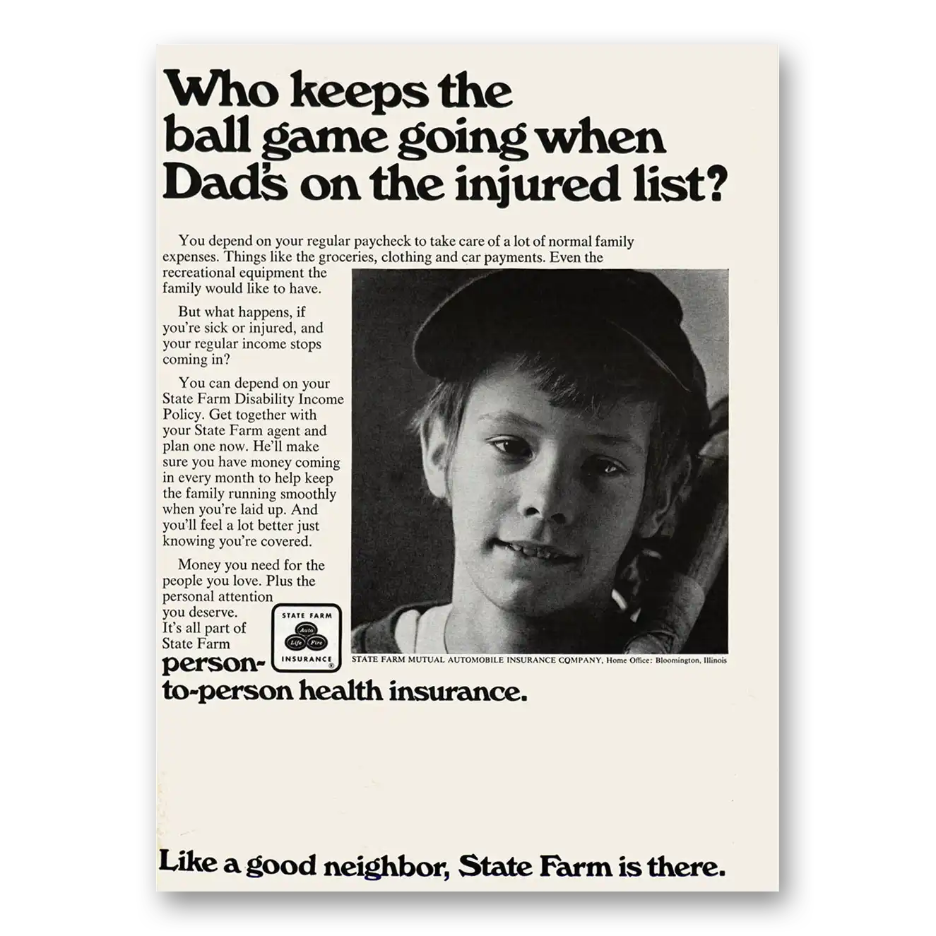 1973 State Farm Insurance Print Ad | Ball Game