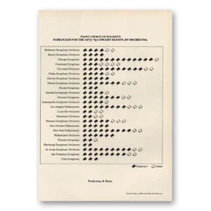 1973 Steinway Piano Print Ad | Piano Choice Soloists